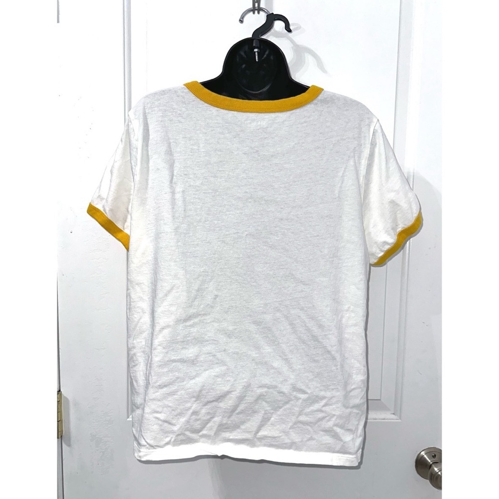 Old Navy graphic ringer t-shirt in white with yellow trim, size Large - Picture 4 of 6